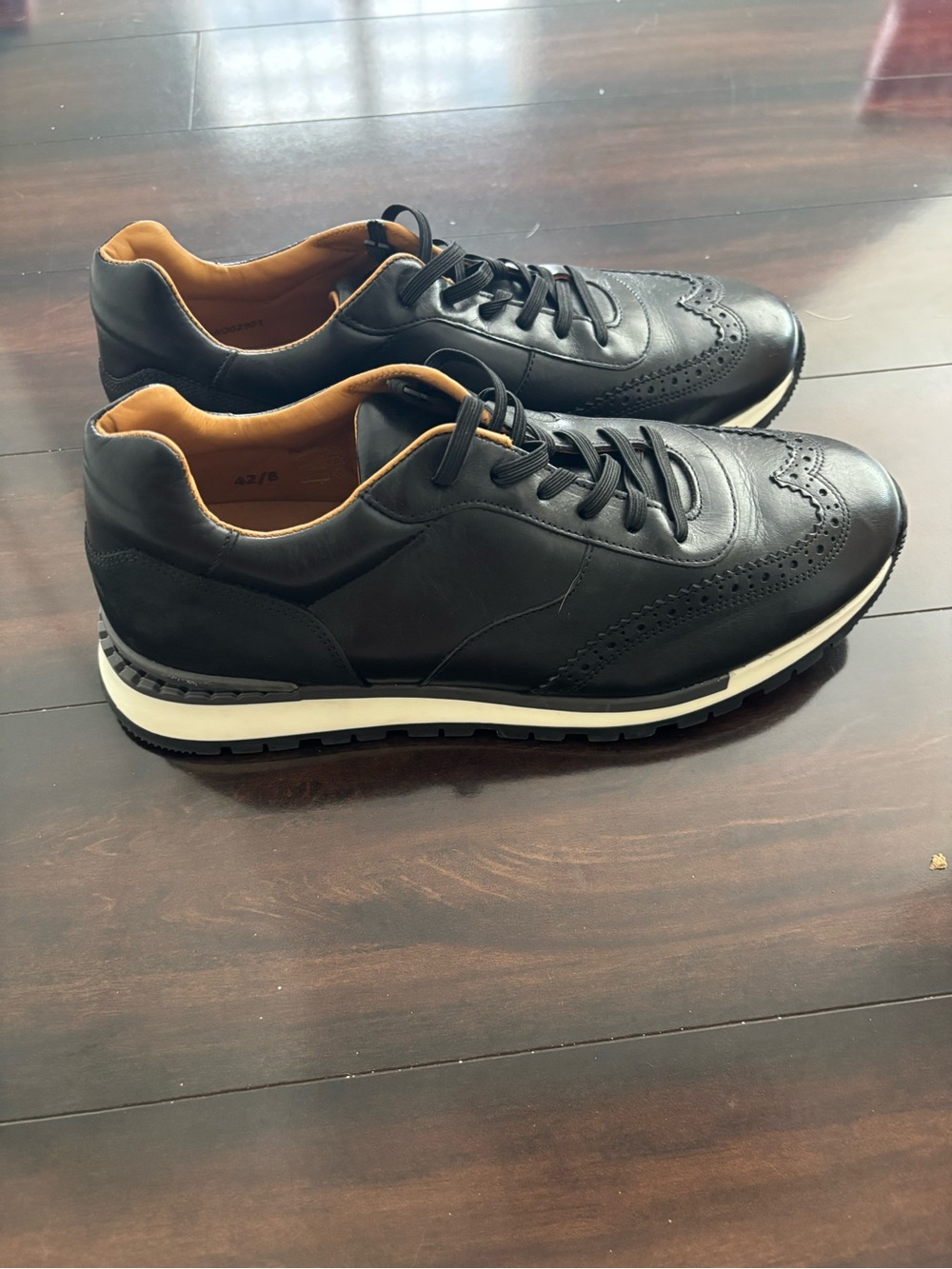 Men's Black Leather Wingtip Derby Sneakers